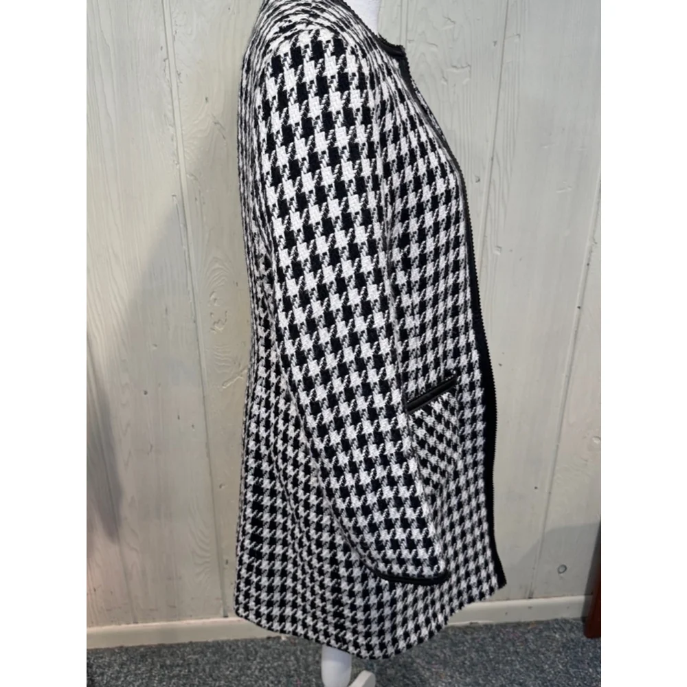 VS 2 by Vakko Houndstooth Blazer Jacket Black White Size 8 - Picture 7 of 13